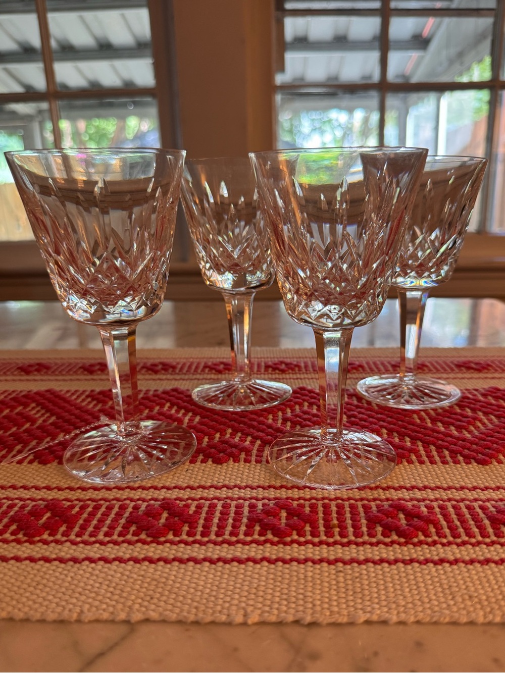 Waterford lismore claret glasses, set of four like new